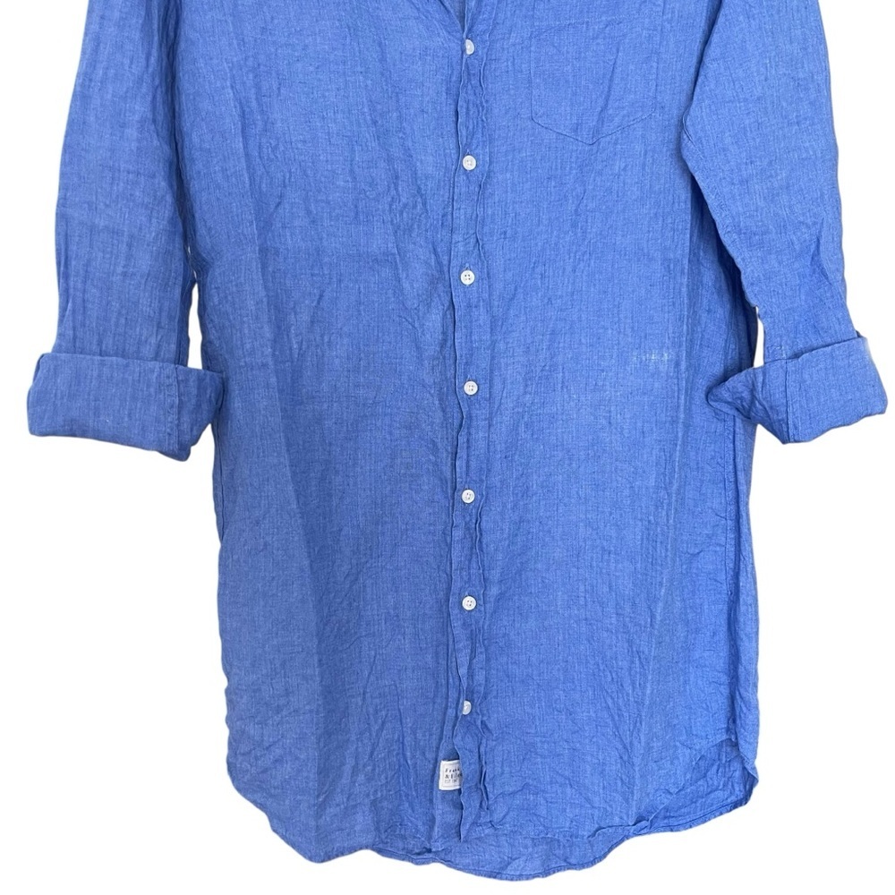 Frank & Eileen Linen Mary Button Down Long Sleeve Shirtdress Indigo Blue Small - Picture 6 of 13